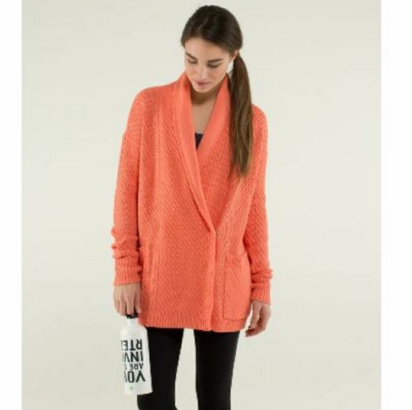 lululemon athletica Sweaters - Lululemon Post Practice Collar Cardigan Coral 10